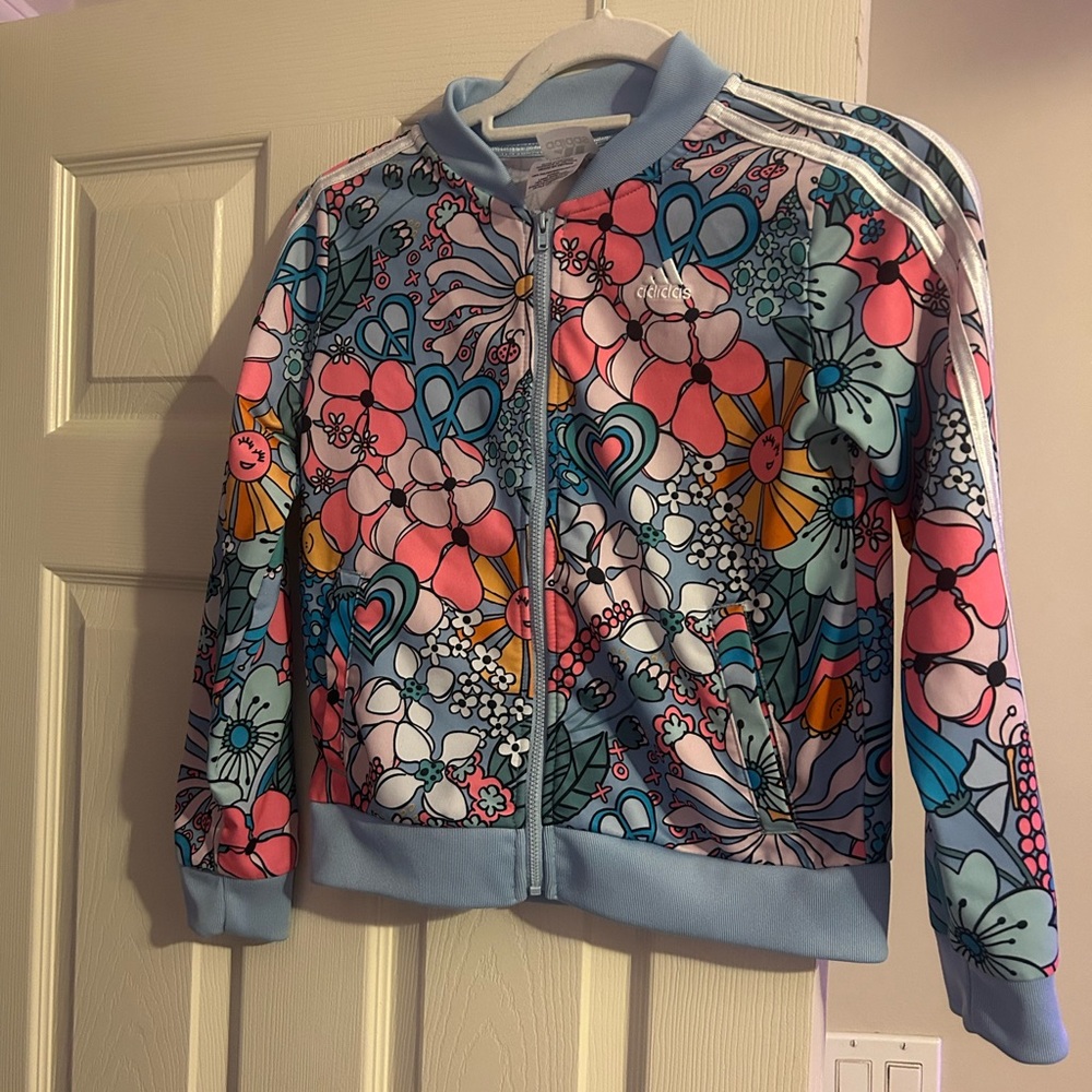 Adidas Kids Floral Jacket - Blue and Pink